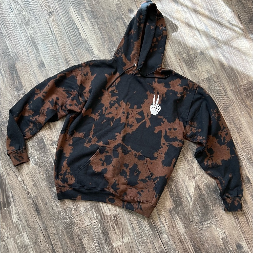 Bowery Supply Co Skeleton Peace Sign Hoodie